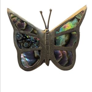 Vintage Mexican Sterling‎ Abalone Butterfly Brooch 925